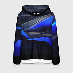 Толстовка-худи мужская Black and blue abstract background sport style, цвет: 3D-белый