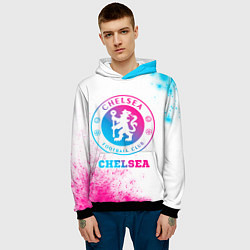 Толстовка-худи мужская Chelsea neon gradient style, цвет: 3D-черный — фото 2