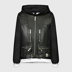 Толстовка-худи мужская Terminator first - leather jacket, цвет: 3D-белый