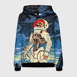 Толстовка-худи мужская Скелет - астронавт, цвет: 3D-черный