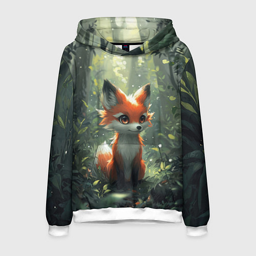 Мужская толстовка Лисёнок в солнечных лучах / 3D-Белый – фото 1