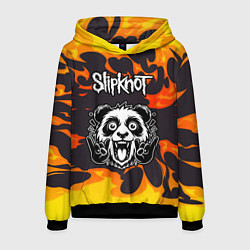 Толстовка-худи мужская Slipknot рок панда и огонь, цвет: 3D-черный