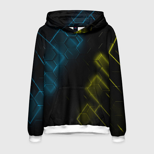 Мужская толстовка Нано соты и неон / 3D-Белый – фото 1