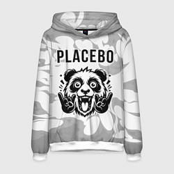 Толстовка-худи мужская Placebo рок панда на светлом фоне, цвет: 3D-белый