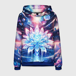 Толстовка-худи мужская Космический цветок из льда - эзотерический лотос, цвет: 3D-синий