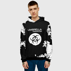 Толстовка-худи мужская Обитель зла текстура краски, цвет: 3D-черный — фото 2