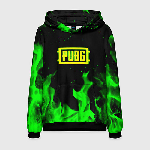 Мужская толстовка PUBG кислотное лого огненный стиль / 3D-Черный – фото 1