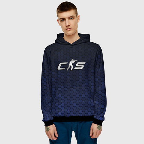 Мужская толстовка Counter Strike 2 - metal logo / 3D-Черный – фото 3