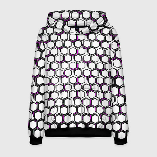 Мужская толстовка Киберпанк узор из шестиугольников розовый / 3D-Черный – фото 1