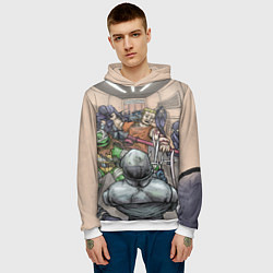 Толстовка-худи мужская Большая драка с ниндзя, цвет: 3D-белый — фото 2