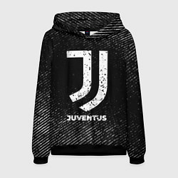 Толстовка-худи мужская Juventus с потертостями на темном фоне, цвет: 3D-черный
