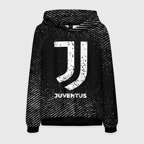 Мужская толстовка Juventus с потертостями на темном фоне / 3D-Черный – фото 1