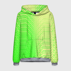Толстовка-худи мужская Зелёные градиентные линии, цвет: 3D-меланж