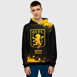 Толстовка-худи мужская Aston Villa - gold gradient, цвет: 3D-черный — фото 2