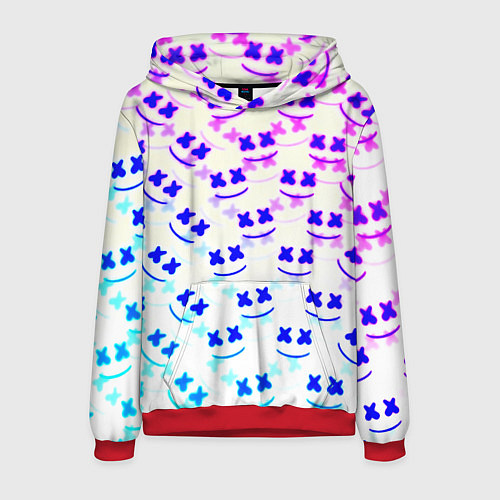 Мужская толстовка Marshmello pattern neon / 3D-Красный – фото 1