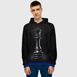 Толстовка-худи мужская Черный ферзь - шахматы, цвет: 3D-синий — фото 2