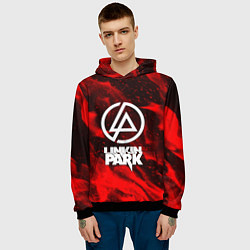 Толстовка-худи мужская Linkin park красный огонь, цвет: 3D-черный — фото 2