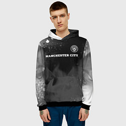 Толстовка-худи мужская Manchester City sport на темном фоне посередине, цвет: 3D-черный — фото 2