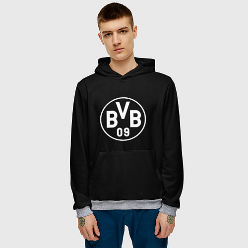 Мужская толстовка Borussia sport fc белое лого / 3D-Меланж – фото 3