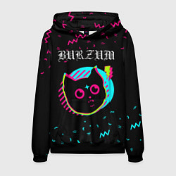 Толстовка-худи мужская Burzum - rock star cat, цвет: 3D-черный