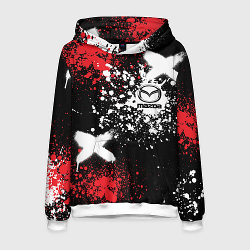 Мужская толстовка Мазда на фоне граффити и брызг красок / 3D-Белый – фото 1