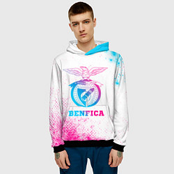 Толстовка-худи мужская Benfica neon gradient style, цвет: 3D-черный — фото 2