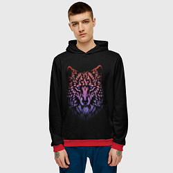 Толстовка-худи мужская Realistic gradient wolf, цвет: 3D-красный — фото 2