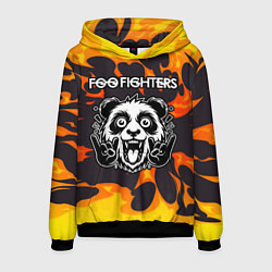 Толстовка-худи мужская Foo Fighters рок панда и огонь, цвет: 3D-черный