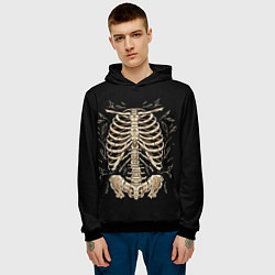 Толстовка-худи мужская Скелет на груди, цвет: 3D-черный — фото 2
