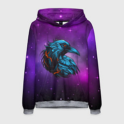Толстовка-худи мужская Ворона в космосе, цвет: 3D-меланж