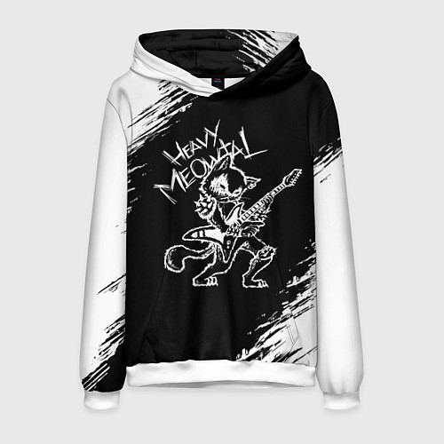 Мужская толстовка Кот хэви металл / 3D-Белый – фото 1