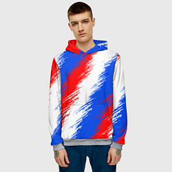 Толстовка-худи мужская Триколор штрихи красок, цвет: 3D-меланж — фото 2