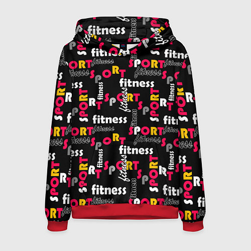 Мужская толстовка Спортивный узор желтый красный черный / 3D-Красный – фото 1