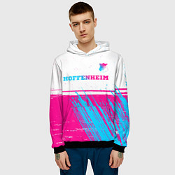 Толстовка-худи мужская Hoffenheim neon gradient style посередине, цвет: 3D-черный — фото 2