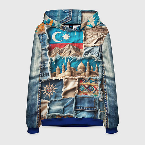 Мужская толстовка Пэчворк джинсы в Азербайджане / 3D-Синий – фото 1