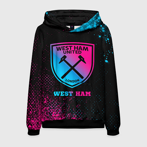 Мужская толстовка West Ham - neon gradient / 3D-Черный – фото 1