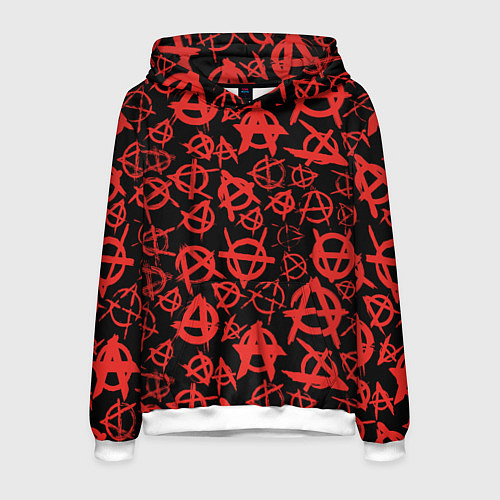 Мужская толстовка Узор анархия красный / 3D-Белый – фото 1