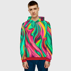 Толстовка-худи мужская Неоновый голографик, цвет: 3D-красный — фото 2