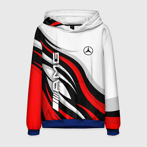 Мужская толстовка Mercedes benz AMG - белый с красным / 3D-Синий – фото 1