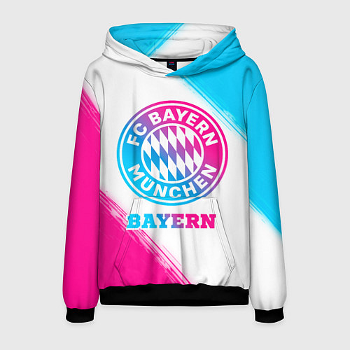 Мужская толстовка Bayern neon gradient style / 3D-Черный – фото 1