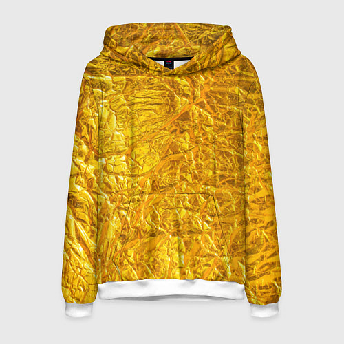 Мужская толстовка Текстура золотой мятой поверхности / 3D-Белый – фото 1