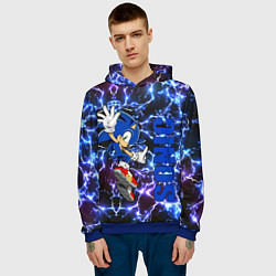 Толстовка-худи мужская Sonic x blue, цвет: 3D-синий — фото 2