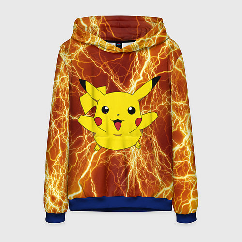 Мужская толстовка Pikachu yellow lightning / 3D-Синий – фото 1