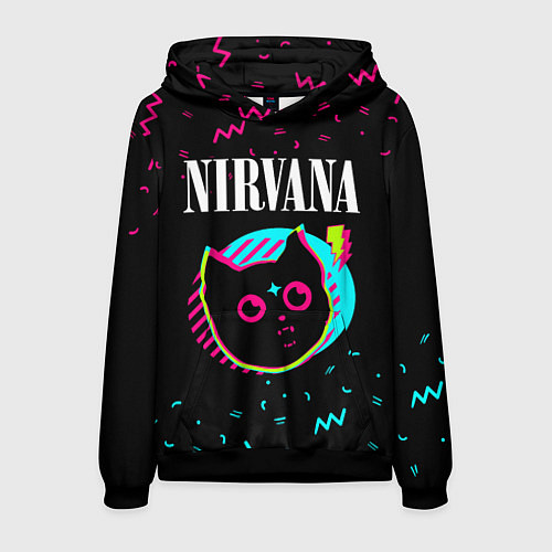 Мужская толстовка Nirvana - rock star cat / 3D-Черный – фото 1