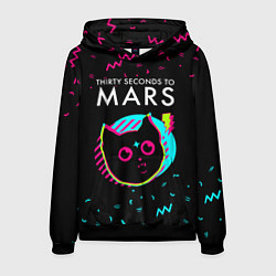 Толстовка-худи мужская Thirty Seconds to Mars - rock star cat, цвет: 3D-черный