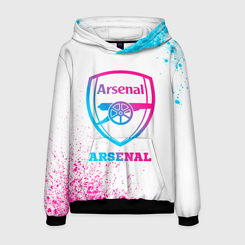 Мужская толстовка Arsenal neon gradient style / 3D-Черный – фото 1