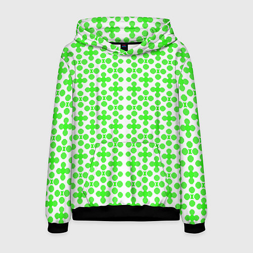 Мужская толстовка Зелёные четырёхлистники на белом фоне / 3D-Черный – фото 1