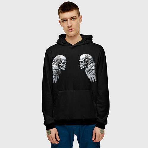 Мужская толстовка Skulls and Wings Mechanic / 3D-Черный – фото 3