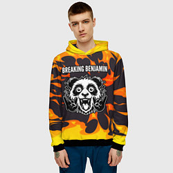 Толстовка-худи мужская Breaking Benjamin рок панда и огонь, цвет: 3D-черный — фото 2