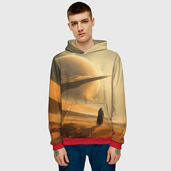 Толстовка-худи мужская Пустыня и космический корабль - Дюна, цвет: 3D-красный — фото 2